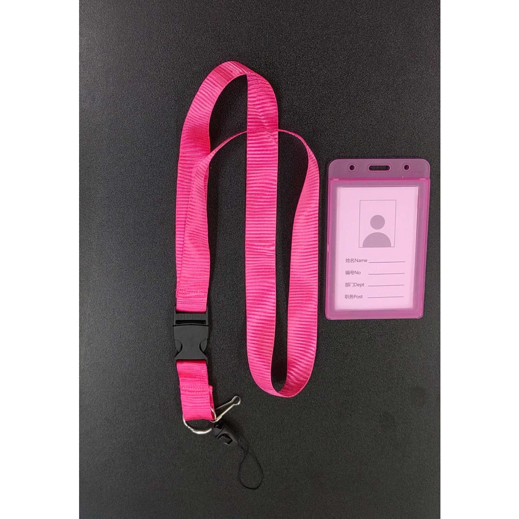 Double Colorful Plastic ID Card Work Permit Case Holder w/ ID Lace