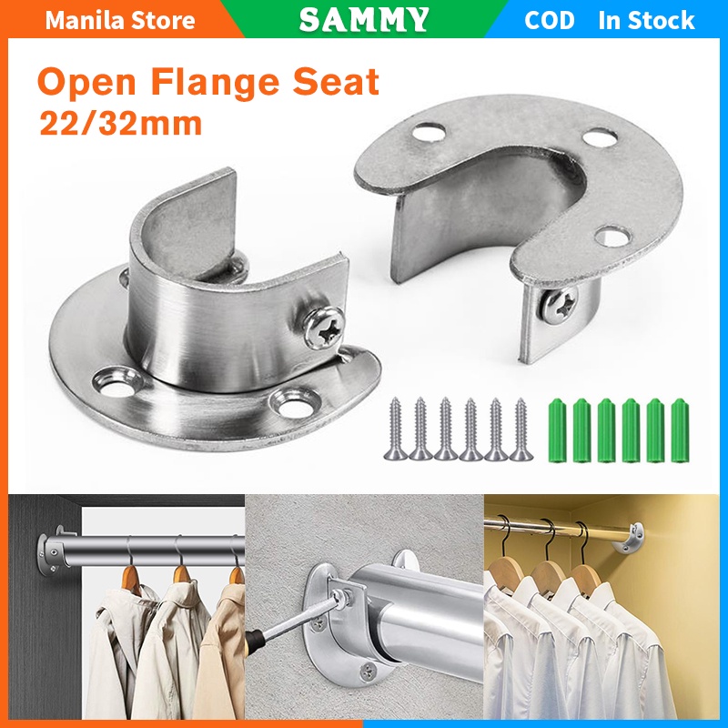 1pair Stainless Steel U Shaped Closet Rod Holder, 22/32mm Flange Rod ...