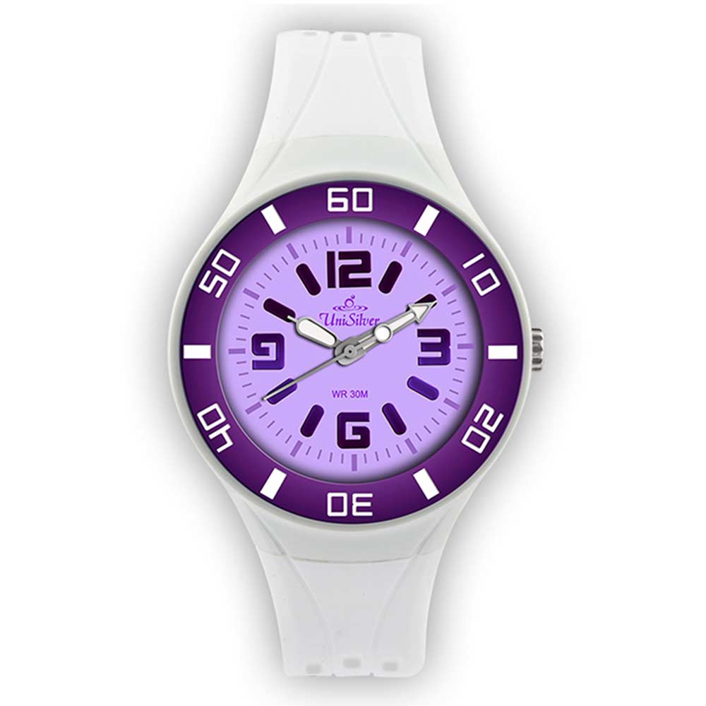 UniSilver TIME ZESTY Women's Analog Violet/White Rubber KW1543-2001 ...