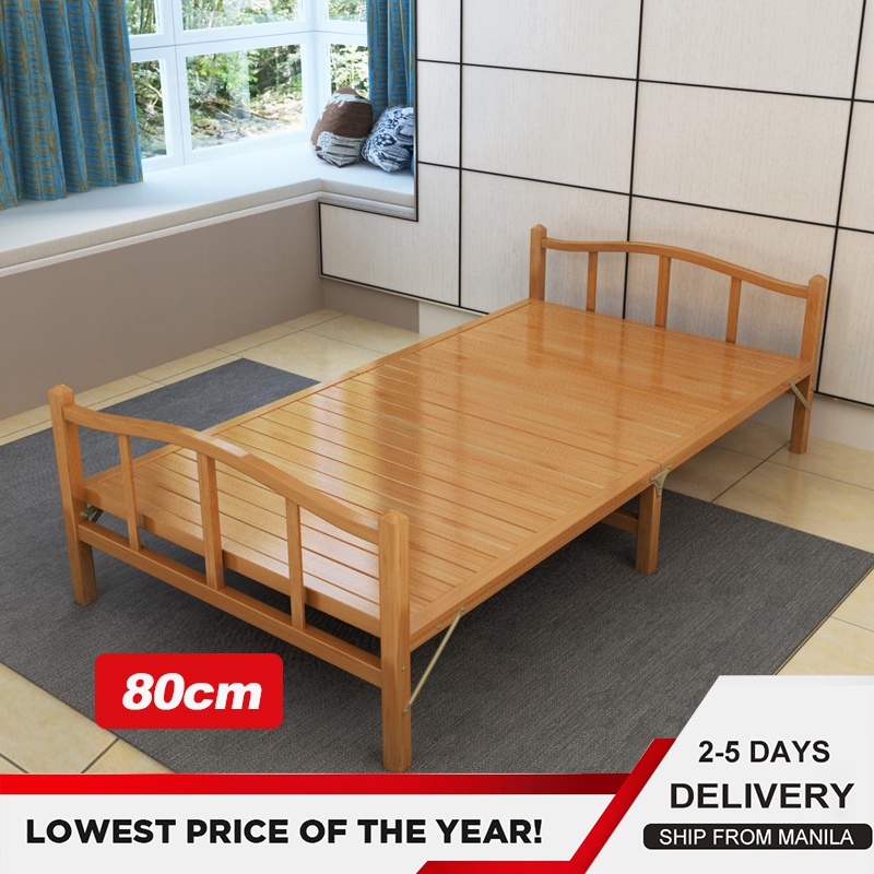 SaintVilla Bamboo bed folding bed lunch break nap simple rental bed