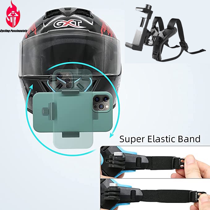 2 in 1 Motorcycle Helmet Holder Riding Chin Strap Mount with Phone Clip