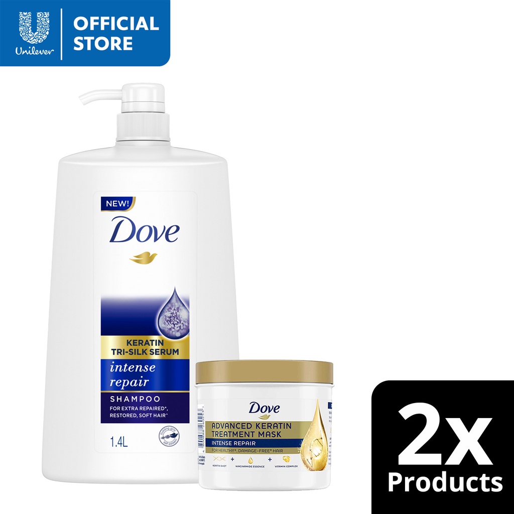 Dove Shampoo Intense Repair with TriKeratin Silk Serum 1.4L + Advanced