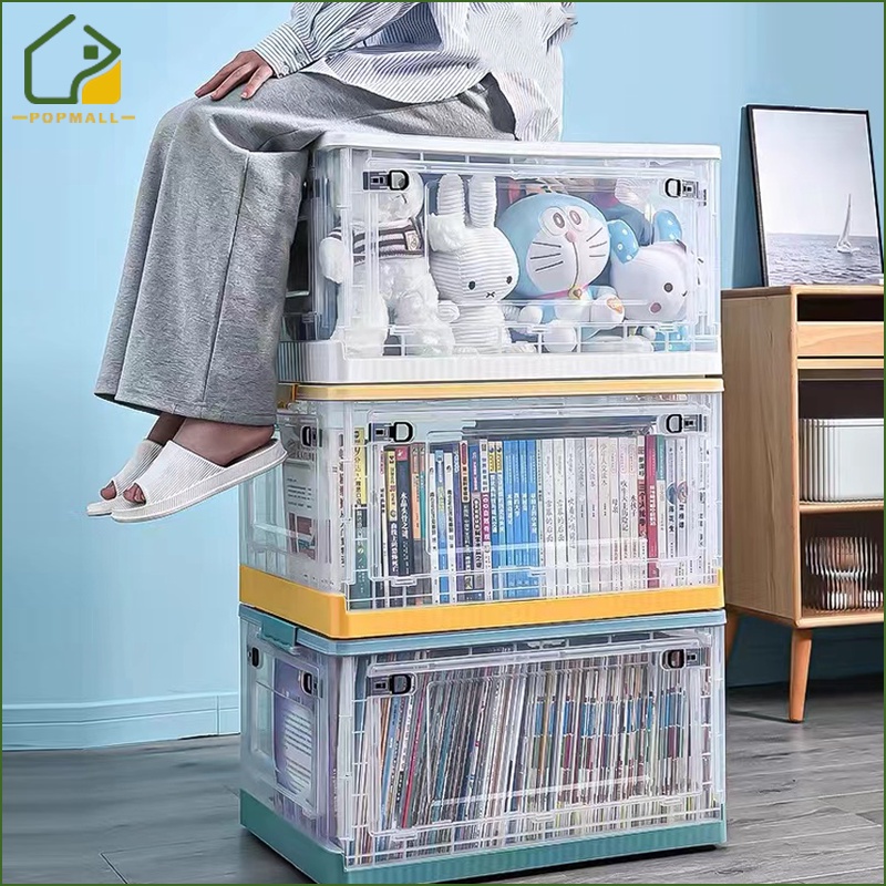 Foldable Storage Box Organizer Clothes Storage Transparent Double Doors