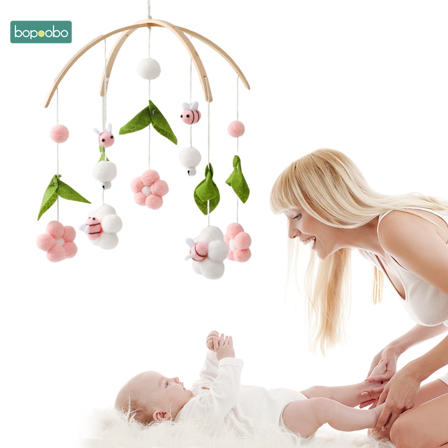 1 set of baby cell phone rattles toy Bee Flower bedbell baby toys 0-12 ...