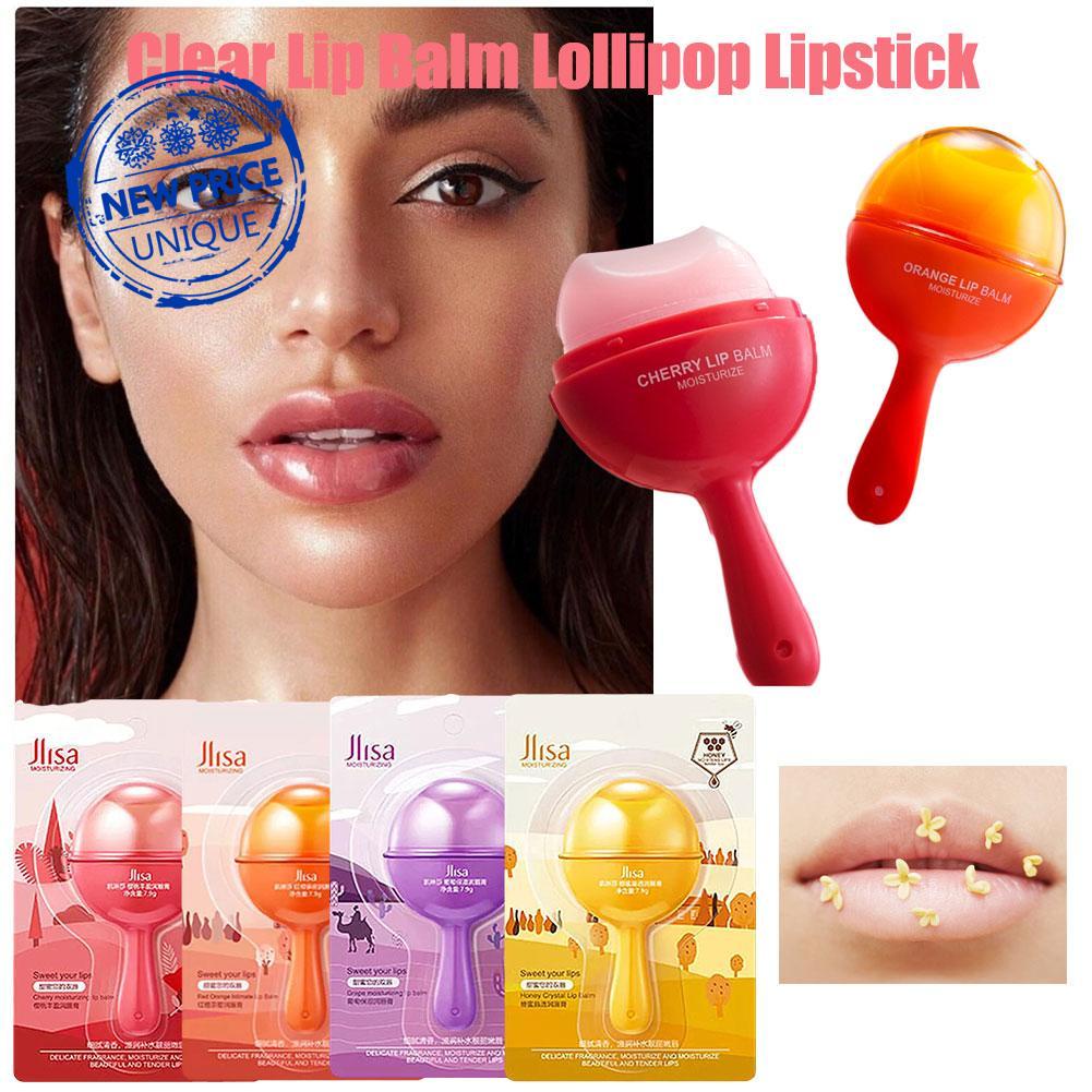 Fruit Flavored Lollipop Lip Balm Colorless Hydrating Candy Anti