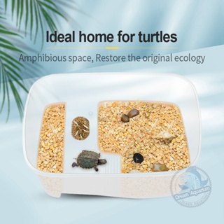 Reptile Vivarium Box for Turtle Turtle Aquarium Tortoise Feeding Box with Basking Platform Tank