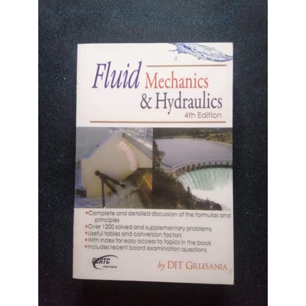 Fluid Mechanics and Hydraulics 4th Edition by DIT GILLESANIA Shopee