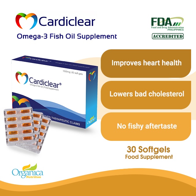 [ For Lower Cholesterol and Blood Pressure ] Cardiclear Omega3 Fish Oil (30 Softgels) Shopee