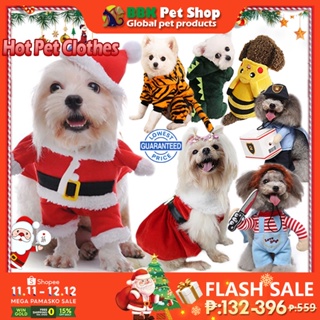 BBK Santa Claus cosplay pet clothes  Dog hoodie in autumn and winter  dog clothes for christmas Cats and dogs warm four legged clothes