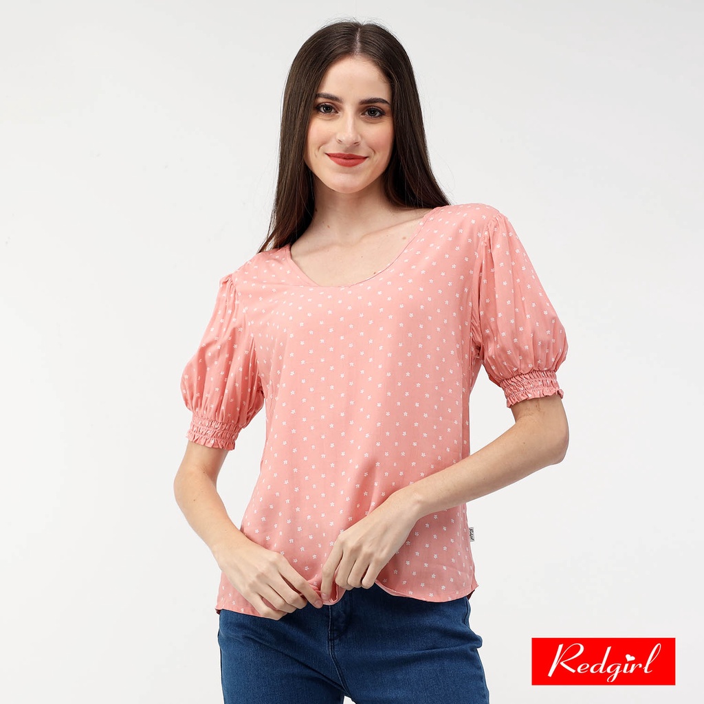 Red Girl Short Sleeves V-neck Blouse RSLT04-0254 | Shopee Philippines