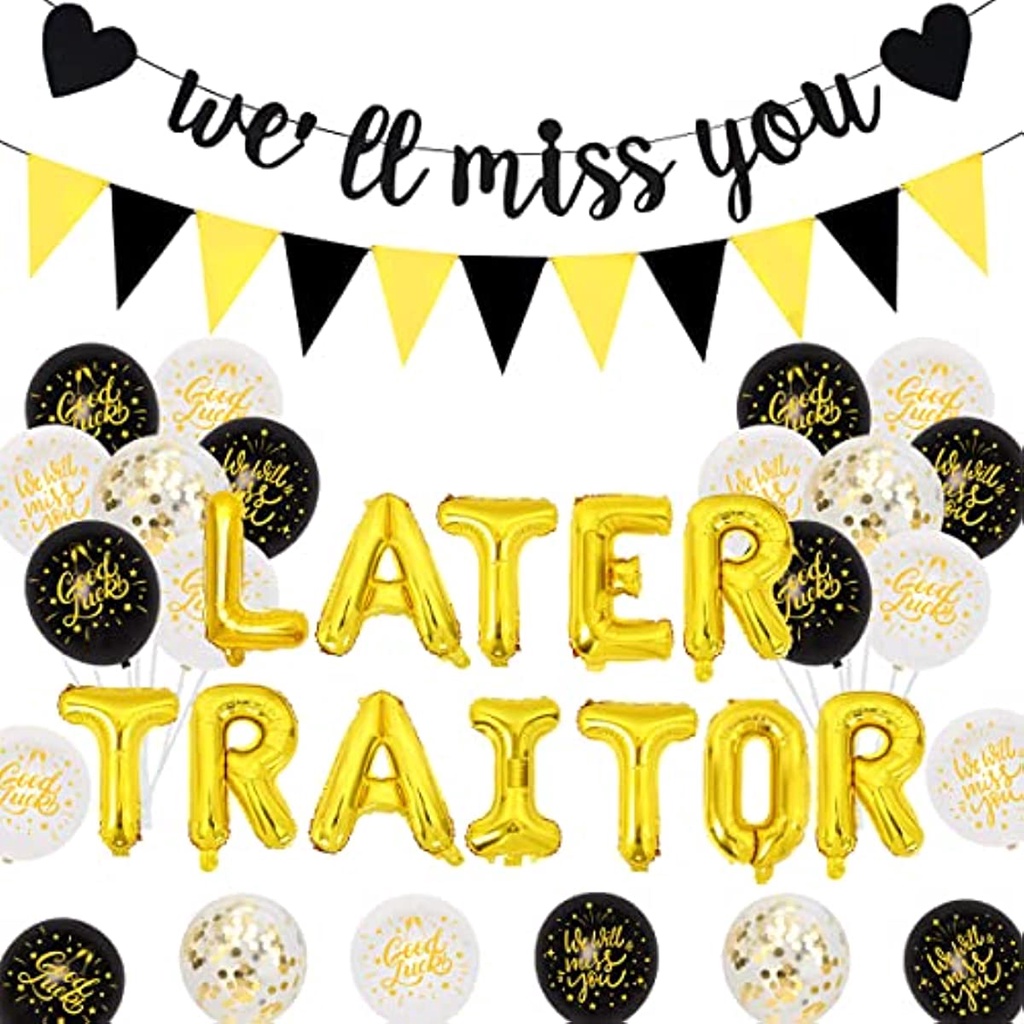 Cheereveal Leaving Party Decorations Black Or Gold, Later Traitor Good 