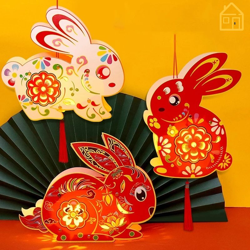 Glowing Rabbit Lantern Chinese New Year Festival Rabbit Lantern DIY ...