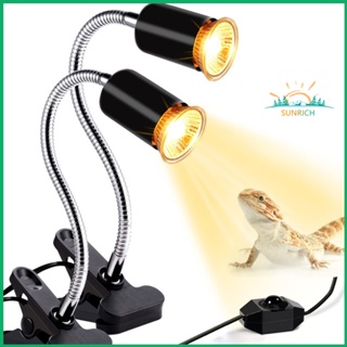 360° Rotatable Reptile Heat Lamps UVA/UVB Bulb Holder with Dimmable Switch Aquarium Basking Lamp