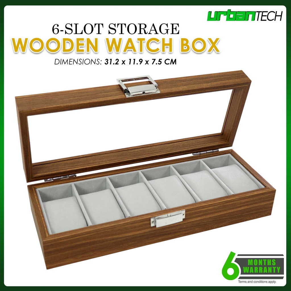 Natural Wood Watch Box Storage with Transparent Cover HighQuality