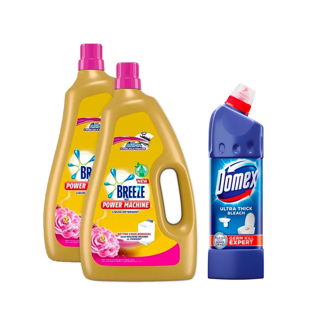 Buy 2 Breeze Liquid Detergent Rose Gold Perfume 2.9L,Get Free Domex