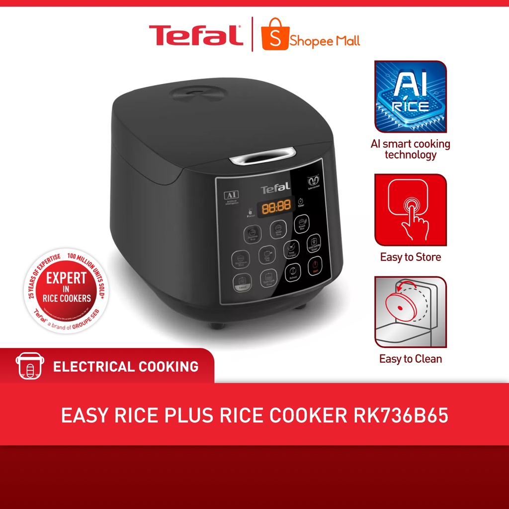 Tefal Easy Rice Plus Rice Cooker Rk736b65 1 8l 10cup Nonstick Thick