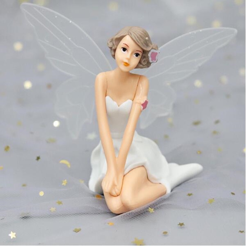 Fairy Garden Miniature White Flying Flower Angel Figurine Diy Home Decoration Crafts Micro Landscape #5