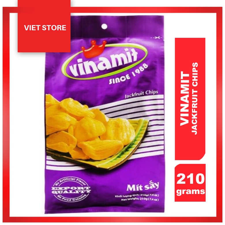 Viet Store Vinamit Dried Jackfruit Chips Ready to Eat Pure and Natural