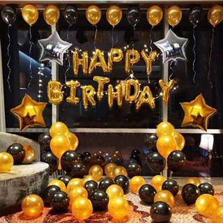 NEWIn stock▨60pcs Gold Black Balloons Happy Birthday Party Decorations Boy Man Woman 10th 12th 13th #5