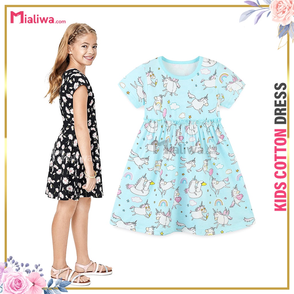 Kids Cotton Dress For Girls 1-8 Yrs Old, Casual Stylish Outfit Fashion Sexy Tops Birthday Girl Dress
