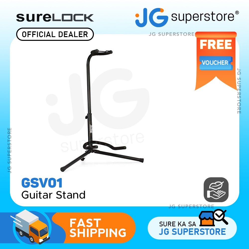 Surelock GSV01 Aluminum Guitar Stand with Foam Padding and Up to 63cm Extending Body JG