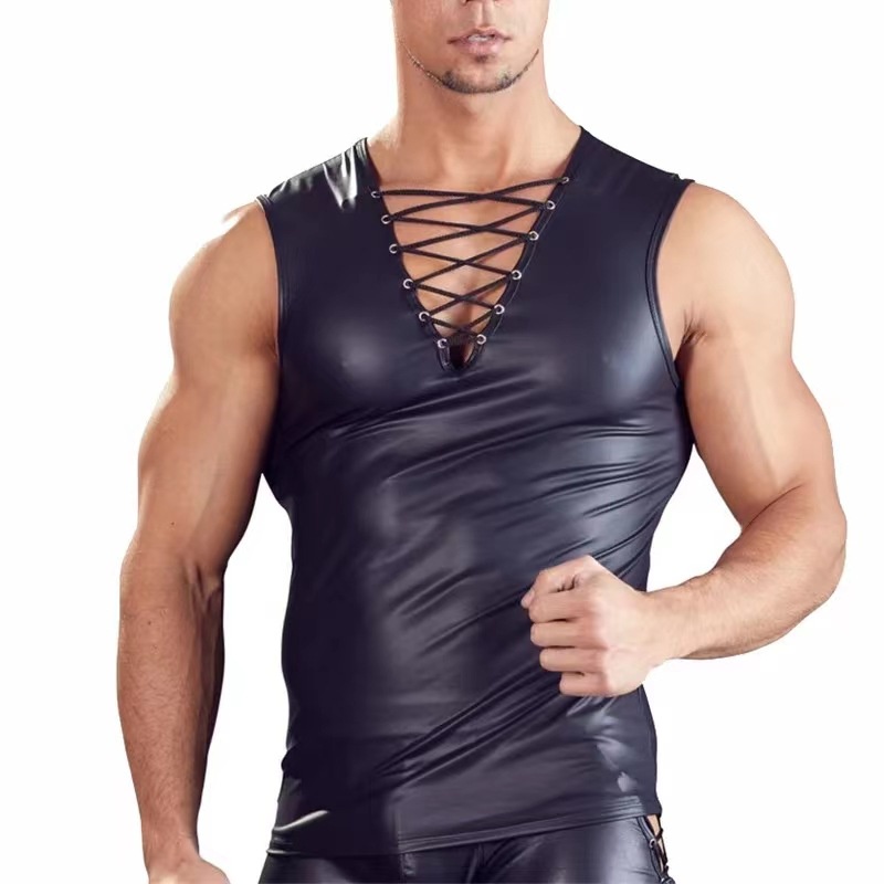 men leather tank top