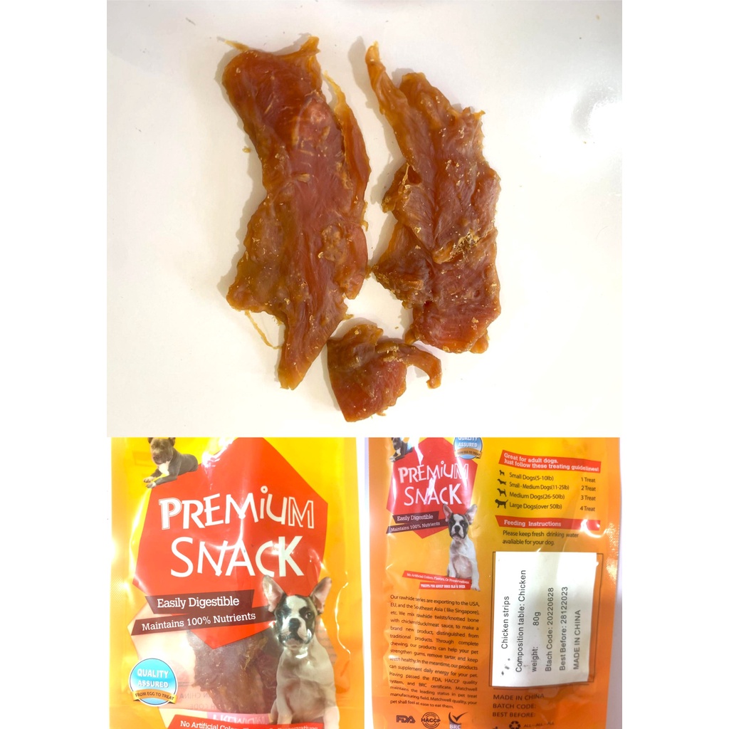 DOG FOOD Premium Snack Chicken Strips Easily Digestible Maintains 100