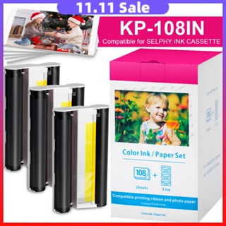 KP 108IN Compatible Canon Selphy ink and paper 3 Color Ink Cassette 108 Sheets 4 x 6 Photo Paper  Glossy KP108 ink &paper for selphy CP1300 CP1200 CP900 CP910 CP800 CP810 CP820 CP770 SD1100 RP108