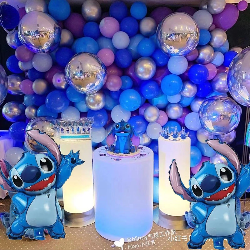 82pcs/set Lilo&Stitch Theme Party Decoration Blue Balloon Arch Grey ...