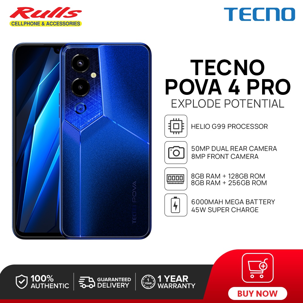 Tecno POVA 4 Pro Smartphone | 8GB + 128GB / 256GB | Helio G99 Processor ...