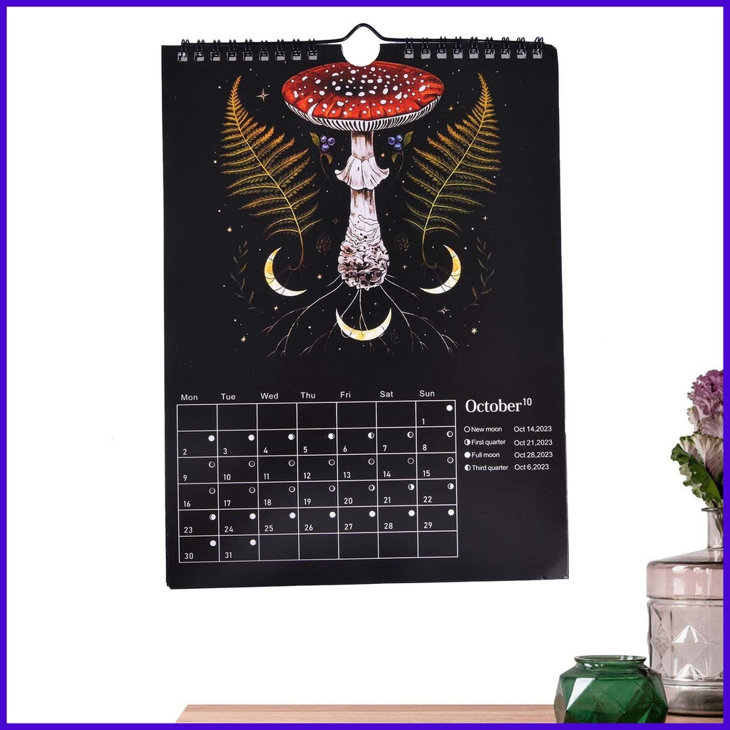 Lunar Wall Calendar Dark Forest Colorful Waterink Wall Hanging