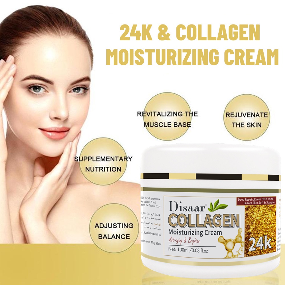 24K Gold Collagen Face Cream Firming Skin Fade Fine Lines Anti Aging