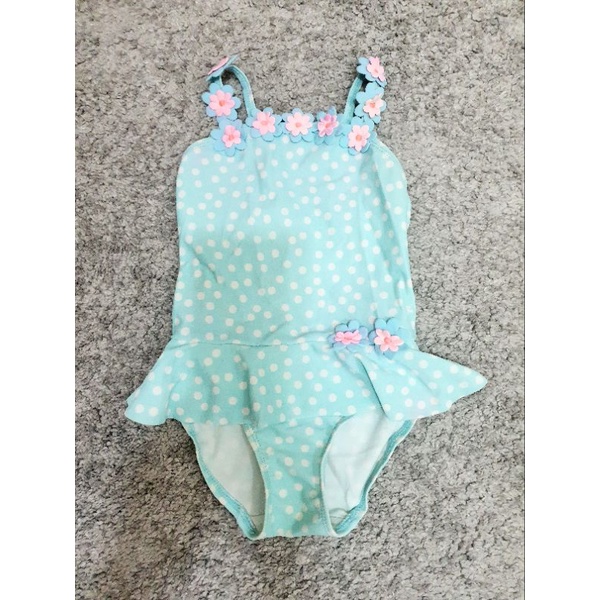 Pink Daisy Teal Polkadot Baby Girl Kid Swimsuit (2yo) | Shopee Philippines