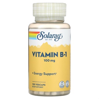 Solaray, Vitamin B-1, Energy Support, Vegan, 100 mg, 100 VegCaps | B1 | B 1