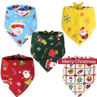 Hot[Pet Shop]Pet Merry Christmas 100% Cotton Scarf Dog AOP Bib Cat Collar(Adjustable)