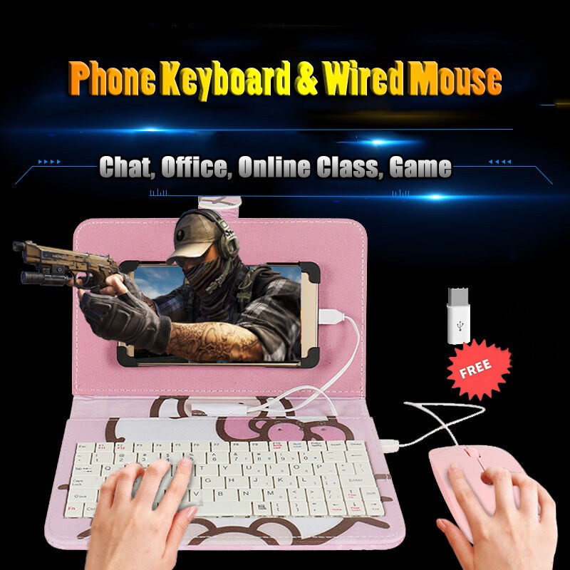 Phone Keyboard Tablet Keyboard Wireless Mouse Combo Set with Case