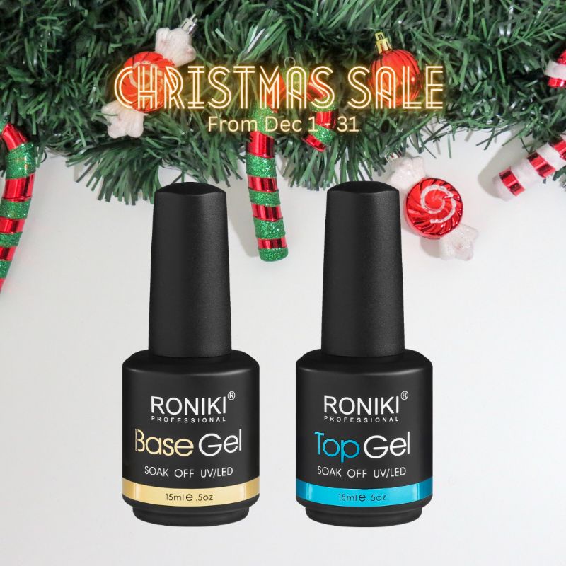 RONIKI Base Coat and Top Coat Gel Polish UV LED Clear Gelpolish Branded