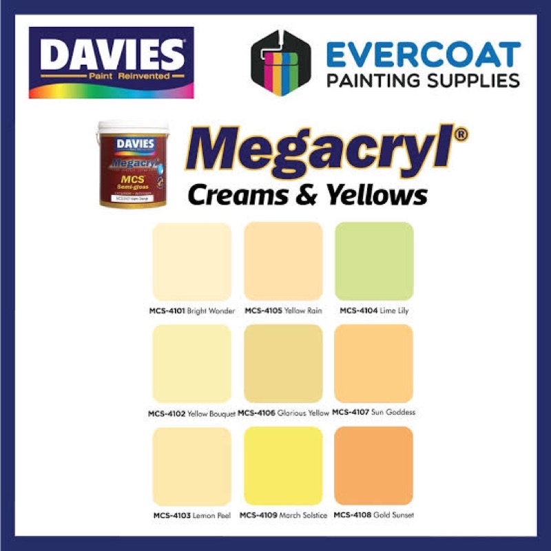 DAVIES MEGACRYL SEMI GLOSS COLOR YELLOW 4L Shopee Philippines