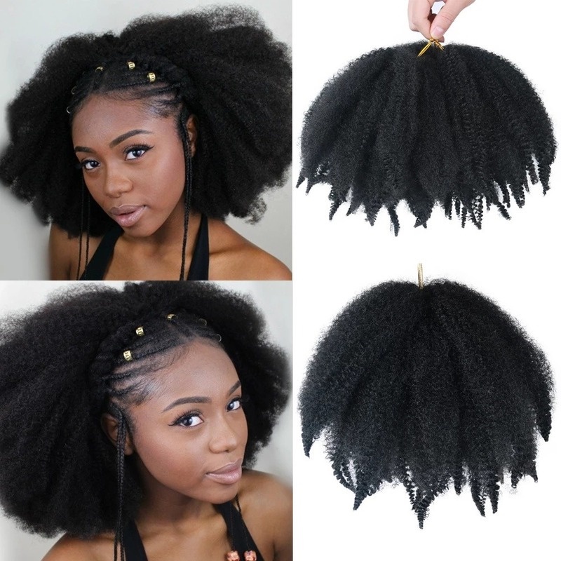 Curly Crochet Braids Synthetic Hair 8 inch,Natural Black Braiding Hair ...