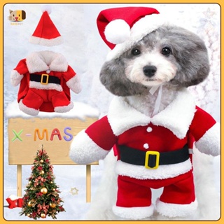 ♥Ready stock♥ Christmas Pet Santa Claus Suit Costumes Dog Cat Puppy Jumpsuit Hoodies Clothes