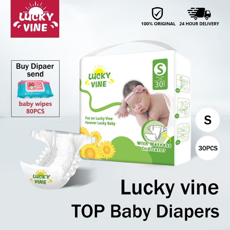 Baby Diaper Disposable Newborn Tape Diaper Size S(4-8kg)30Pcs Send Baby wipes More and Cheaper