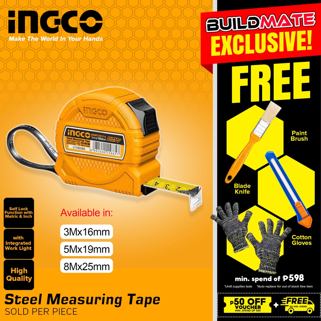 INGCO Steel Measuring Tape 3M 5M 8M With Metric And Inch SUPER