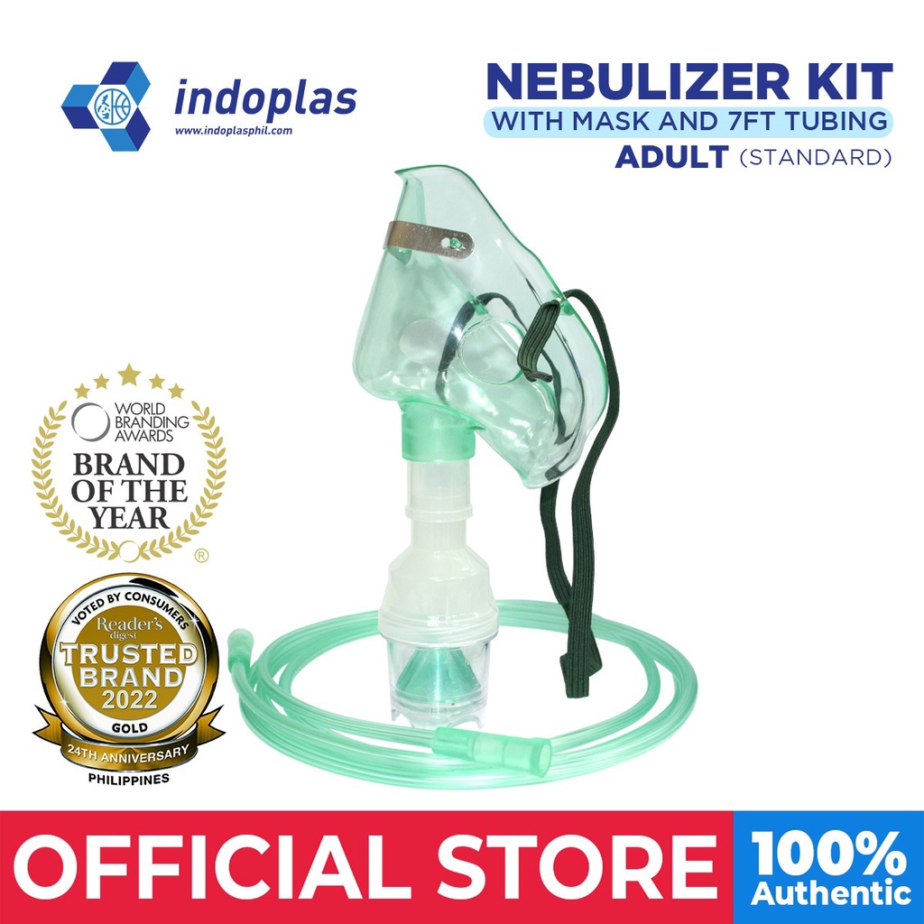 Indoplas Nebulizer Kit with Mask and 7ft tubing for Adult (Standard