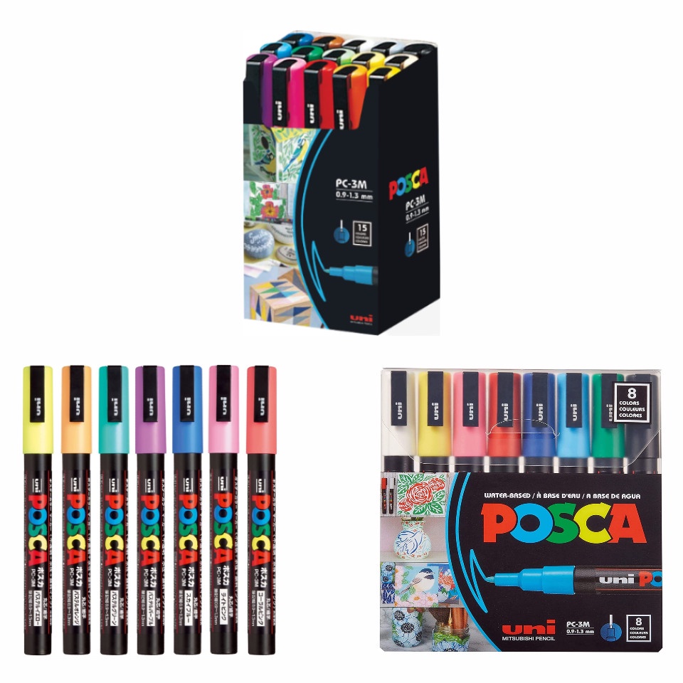 Japan uni POSCA Paint Marker Pen set Fine Point PC3M 7,8,15 color set waterbased Pen Authentic