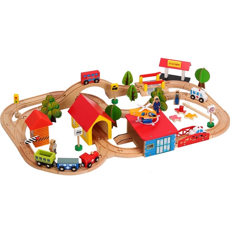 EducratePH Wooden Train Train set with Tracks / Railway tracks