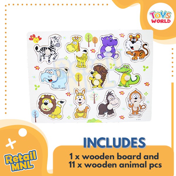 THE NEW┇∏Retailmnl Wooden Embossed Chunky Alphabets Letter Numbers Fruits Animals Kids Toy