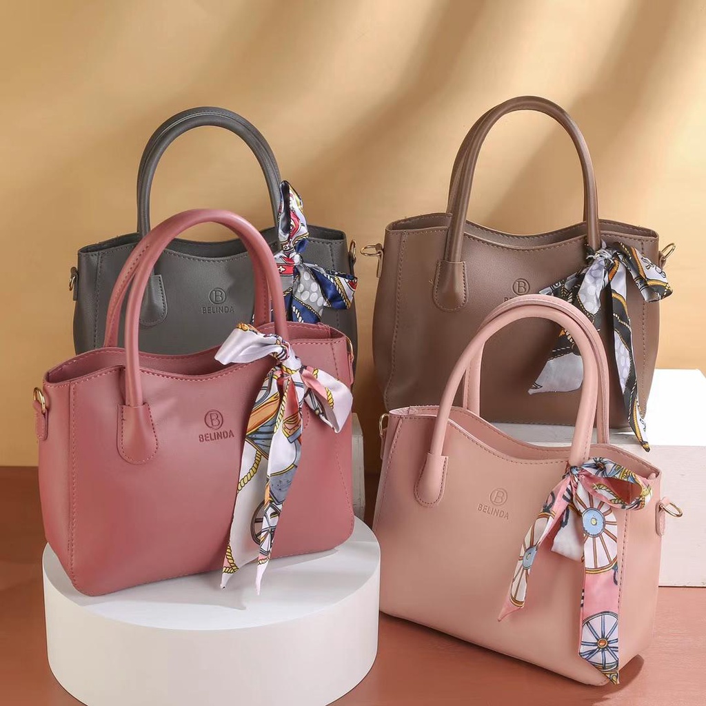 Joiea BA2611 2 Way Korean Hand Bag & Sling Bag w/ twilly Shopee