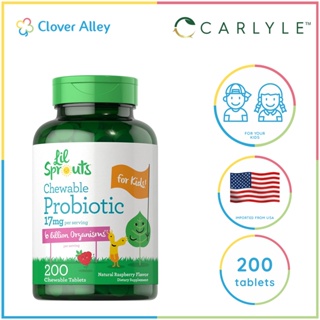 Carlyle Lil Sprouts Chewable Probiotics for Kids, 200 Tablets ,6 Billion CFUs