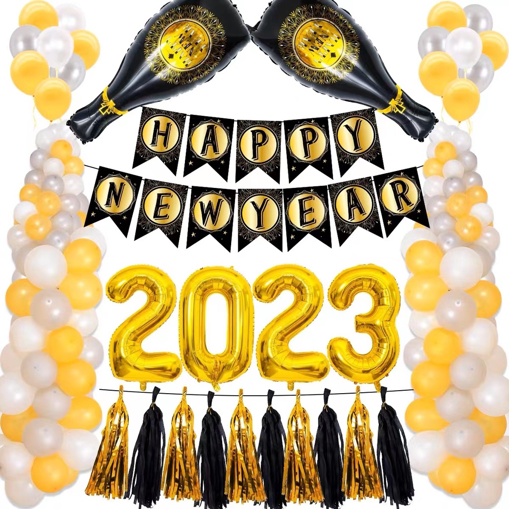 Hot Sale [2023] New Year Party Set Digital Aluminum Foil Balloon Latex ...