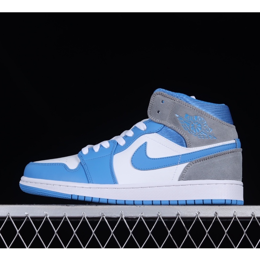 Nike Air Jordan 1 Mid "University Blue" High Cut Basketball Shoes Casual Sneakers for Men Women